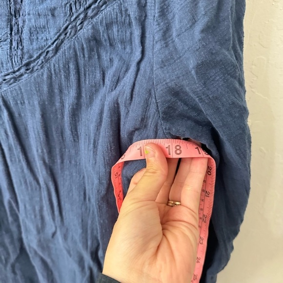 Sundance Blue Hallie Pintuck Eyelet Trim Button Front Dress XS - Picture 2 of 6